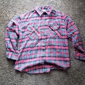 Carreau Sport Vintage Button Up Plaid Collared Shirt Woman's Small